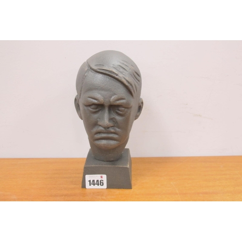 1446 - A Cast Metal Bust of A. Hitler, on a plinth, 19cm high.