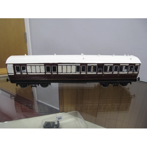 416 - Three 'O' Gauge/7mm Kit Built Coaches, a Slaters Kit Dean all 3rd, non corridor coach (good build/pa... 