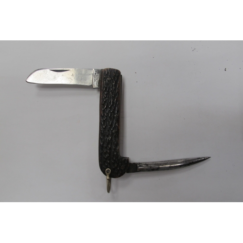 1318 - American Knife, possibly 'Camillus', single blade, spike and lanyard ring, 13cm closed; similar smal... 