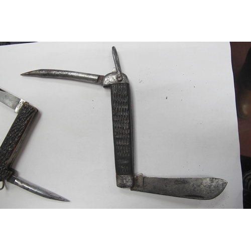 1318 - American Knife, possibly 'Camillus', single blade, spike and lanyard ring, 13cm closed; similar smal... 