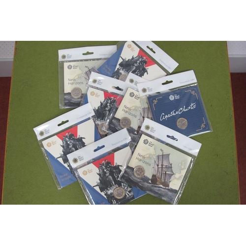 492 - Eight Royal Mint £2 Coin Presentation Packs, includes Agatha Christie, VE Day, New Horizons, contain... 