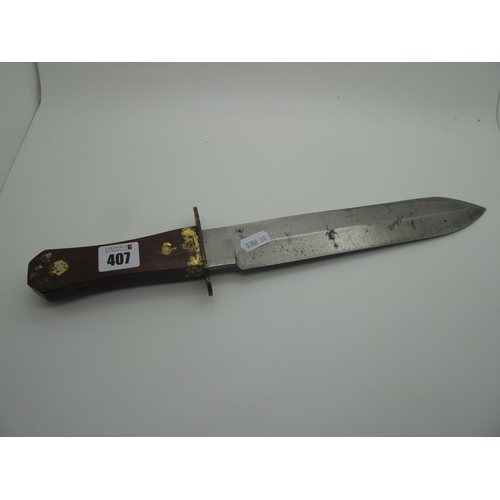 407 - John Nowill & Sons; A Large Bowie Style Knife, with 26cm spear point blade, 13cm coffin shaped handl... 