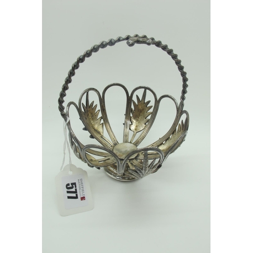 577 - A Victorian Hallmarked Silver Sugar Basket, Joseph & Edward Bradbury, London 1869, of openwork desig... 
