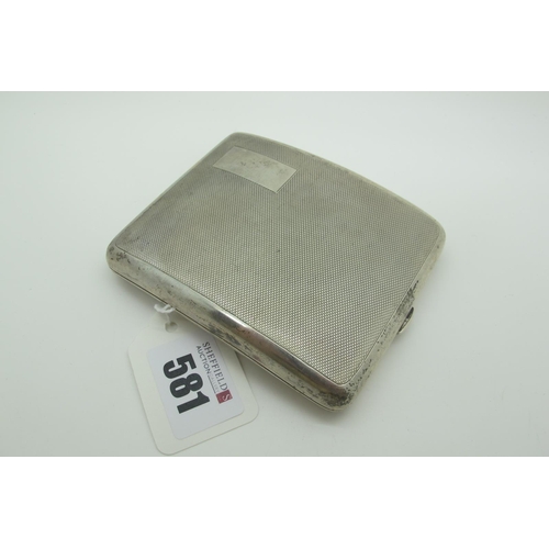 581 - A Hallmarked Silver Cigarette Case, allover engine turned decoration, gilt lined (130grams).