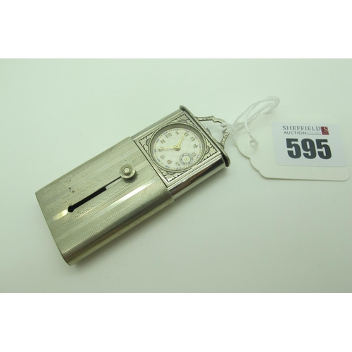 595 - A Vintage Purse Watch, the chequered textured dial with Arabic numerals and seconds subsidiary dial,... 