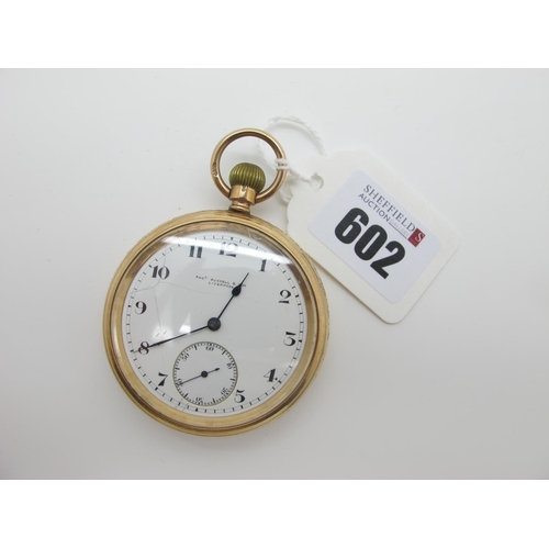 602 - Thos Russell & Son Liverpool; A Chester Hallmarked 9ct Gold Cased Openface Pocketwatch, the (cracked... 