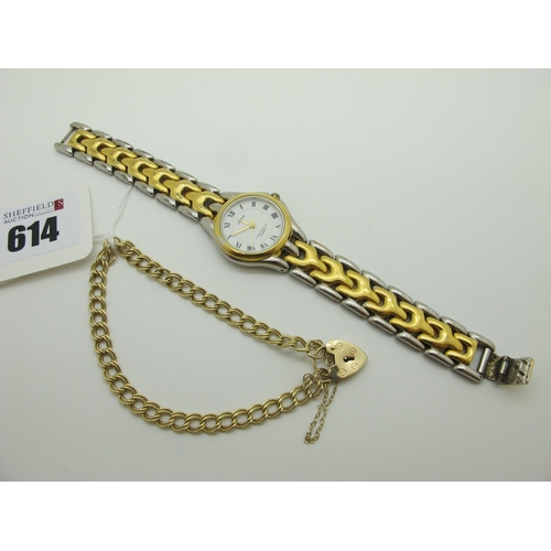614 - A 9ct Gold Double Curb Link Bracelet, to heart shape padlock style clasp (6grams); Together with A M... 