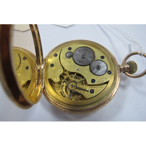 602 - Thos Russell & Son Liverpool; A Chester Hallmarked 9ct Gold Cased Openface Pocketwatch, the (cracked... 