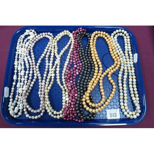 513 - Modern Coloured Fresh Water Pearl Bead Necklaces :- One Tray