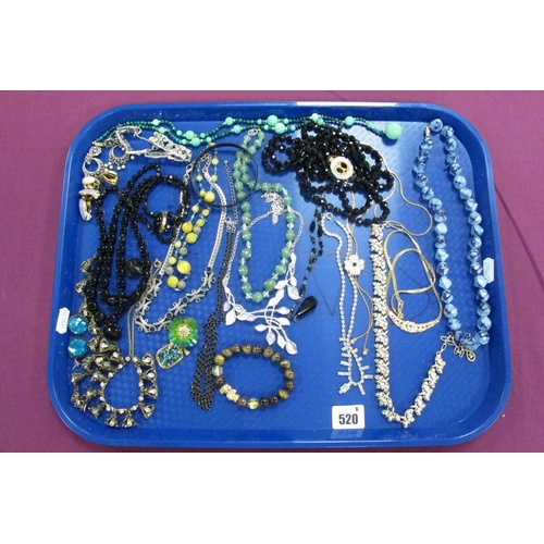 520 - Vintage Bead Necklaces, together with assorted costume jewellery including decorative Laurana bangle... 