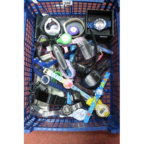 536 - A Mixed Lot of Assorted Wristwatches, including adults and children's, rubber straps, etc, nurse's w... 