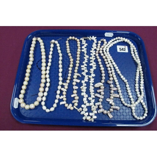 542 - Modern Fresh Water Pearl Bead Necklaces :- One Tray