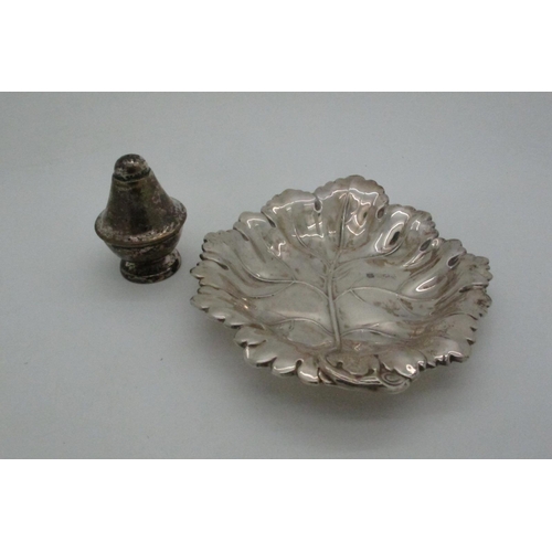 578 - A Hallmarked Silver Leaf Dish, BESCo, Birmingham (date letter rubbed) (70grams); together with a sma... 