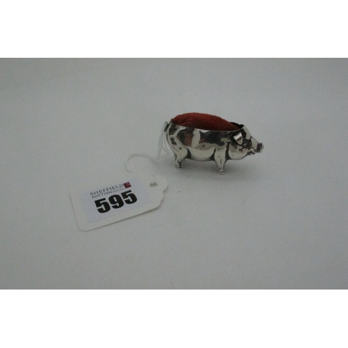 595 - A Novelty Hallmarked Silver Pig Pin Cushion, Henry Matthews, Birmingham 1910, approximately 5.3cm lo... 