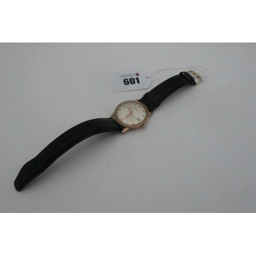 601 - Accurist; A 9ct Gold Cased Gent's Automatic Wristwatch, the signed dial with baton markers, centre s... 