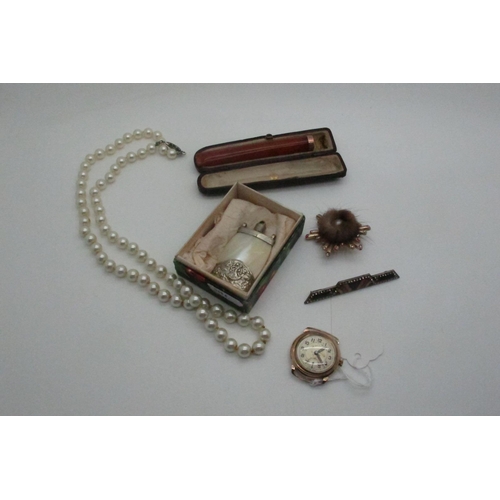 619 - A Vintage 9ct Gold Cased Wristwatch Head, (no strap) the circular dial with Arabic numerals and seco... 