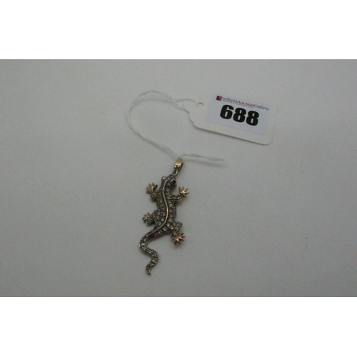 688 - A Novelty 9ct Gold Salamander Pendant, with inset highlights (one missing) (4.5grams).