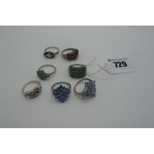 729 - Modern Gemporia 925 and Other 925 Dress Rings, including Art Deco style, multi claw set etc (finger ... 