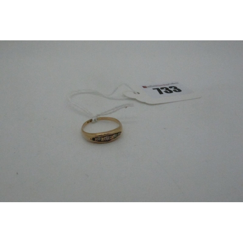 733 - An Antique 18ct Gold Diamond Set Boat Shape Ring, (finger size L) (one stone missing), Birmingham 19... 