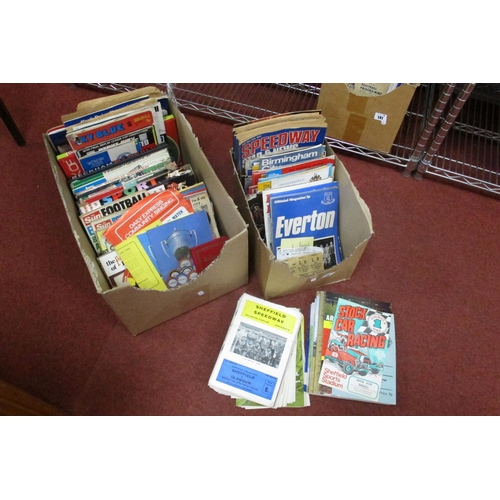 140 - Football & Speedway Programmes, 1970's to date, annuals, league reviews, etc: - Two Boxes.