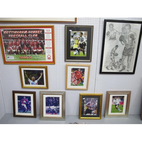 2 - Nottingham Forest 1998-9 Team Print, signed by Dave Bassett. Zidane, Rooney, Gerrard, Jagielka and o... 