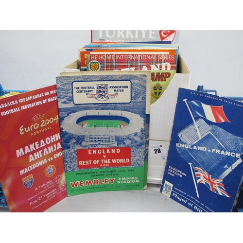 28 - England Programmes 1954 v. Wales, other Home and Away's, 1960's and later, approximately one hundred... 