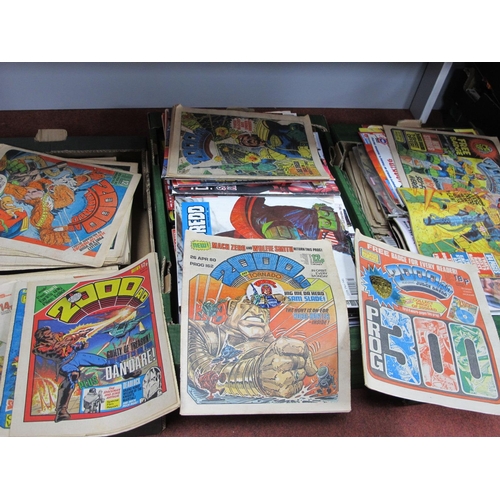 23 - Three Boxes of 2000AD Comics, 18 Oct 80 Prog 182 and later in read condition, some with foxing, etc.