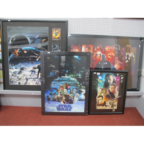 3 - Four Framed Star Wars Prints/Posters, 3D Holographic Editions noted, including Empire At War Battle ... 