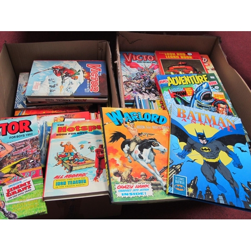 32 - Two Boxes of various Annuals, to include Batman, Star Trek, 1973, Action 1984, etc, large quantity, ... 