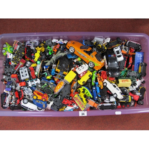 34 - A Quantity of Diecast Model Vehicles, by Welly, Lledo, Matchbox, Jada, Mattel and other, playworn.