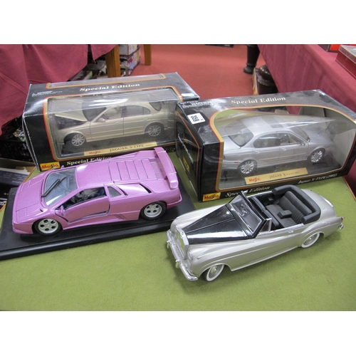 359 - Four Boxed 1:18th Scale Diecast Model Vehicles, by Maisto, Solido, Gwilo, including Maisto Jaguar S ... 