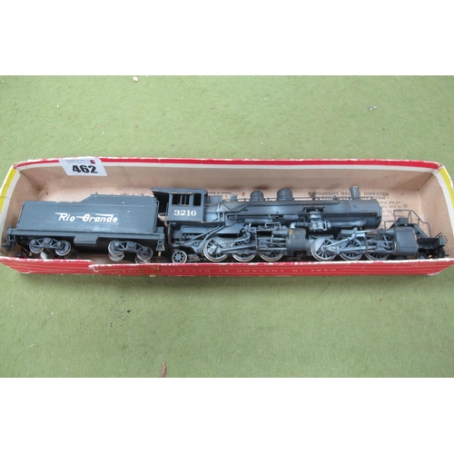 462 - A 'HO' Gauge All Brass 'United' (Japan) U.S.A Outline 2-6-6-2 Steam Locomotive and Eight Wheel Doubl... 