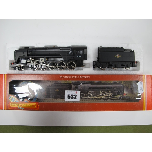 532 - A Hornby 'OO'Gauge/4,mm Ref No R264 Boxed Class 9F 2-10-0 Steam Locomotive and Six Wheel Tender, BR ... 