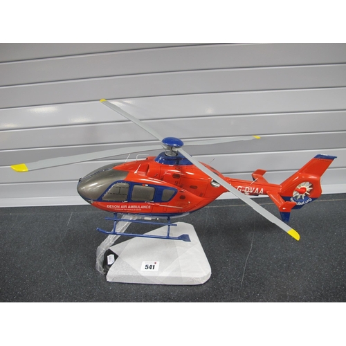 541 - A Bravo Delta Models #BD253A Eurocopter EC135 72 Devon Air Ambulance G-DVAA Model Aircraft, with pli... 