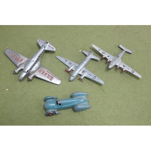 556 - Dinky Toys Auto Union Racing Car, (re painted), Viking aircraft (missing propeller blades), Frobishe... 