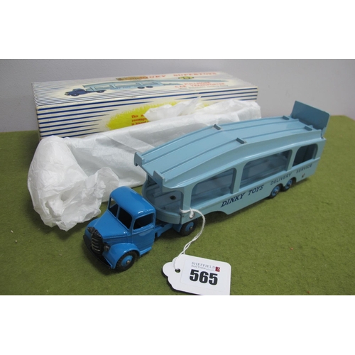 565 - A Dinky Supertoys No.982 Diecast Model Pullmore Car Transporter, blue car, light blue back and decks... 