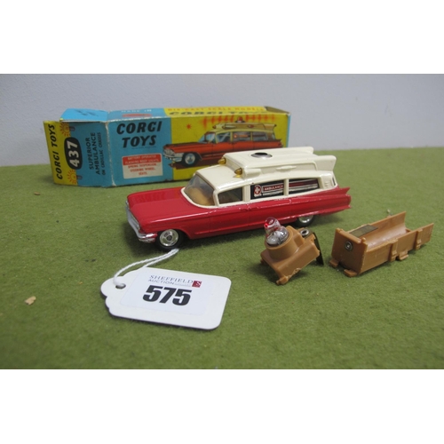 575 - A Boxed Corgi No. 437 Diecast Model Superior Ambulance, cream over red body, small chips to paint wo... 