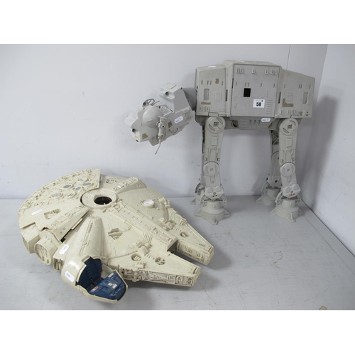 58 - Original Star Wars Trilogy Plastic Toy Models, At-At (Kenner) and Millennium Falcon (Kenner) both in... 