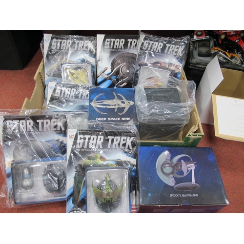 74 - Eight Eagle Moss Star Trek Collectable Star Ship Models, including Borg Cube, Spock's Jellyfish Ship... 