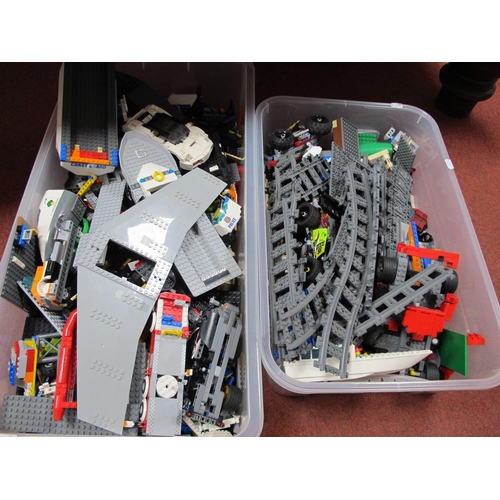 76 - A Large Quantity of Loose Lego Components, sometimes partially constructed to include fire truck, po... 