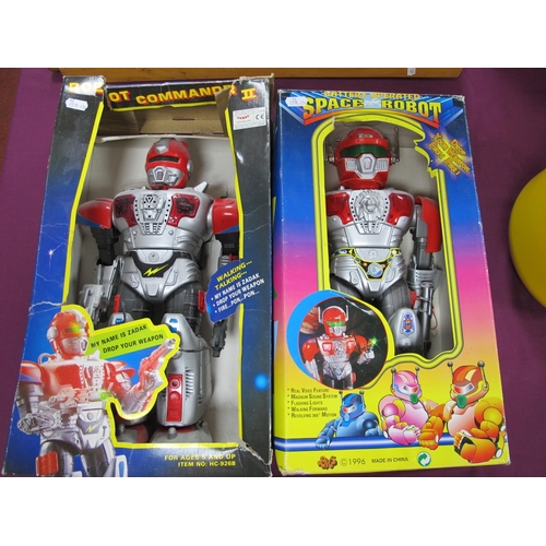 78 - Two Boxed Battery Operated Toy Robots, including Robot Commander 'Zadak', approximately 15