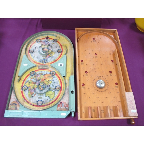 88 - Two Bagatelle Games, to include vintage Lindstrom's Atlas Bagatelle Board Game.