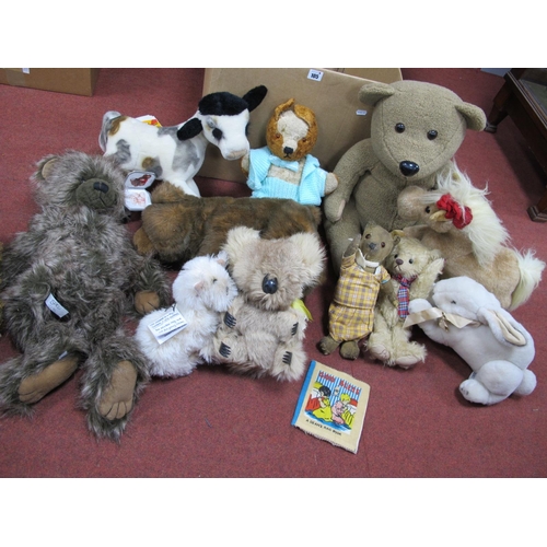 105 - A Collection of Plush Soft Toys, to include 'Merrythought' Pony, 'Bruins' teddy bear, 'Merrythought'... 