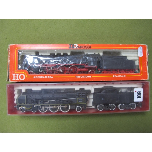 109 - Two Rivarossi 'HO' Gauge Continental Outline 4-6-2 Steam Locomotives and Eight Wheel Tenders, Ref No... 