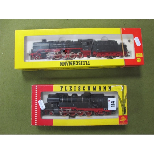 114 - Two 'HO' Gauge Fleischmann Boxed Continental Outline DR Rail Steam Locomotives, Ref No. 4174 2-10-0 ... 