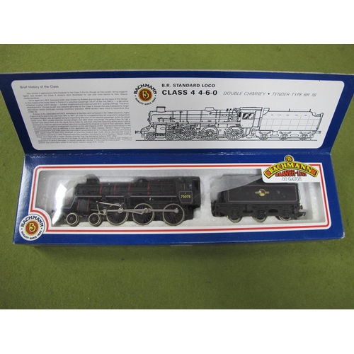 120 - Bachmann 'OO' Gauge/4mm Ref No 31.105 BR Class 4, 4-6-0 Steam Locomotive and Six Wheel Tender, BR bl... 