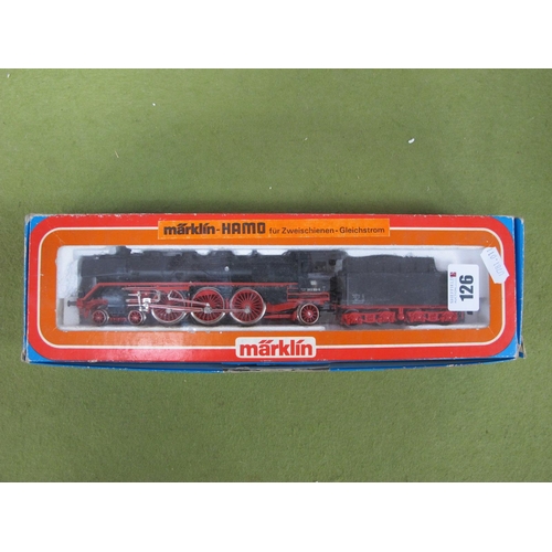 126 - A Marklin 'HO' Gauge Ref No. 8382 Boxed Continental Outline 4-6-2 Steam Locomotive and Eight Wheel T... 