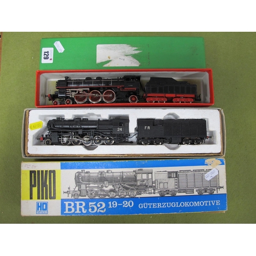 129 - Two 'HO' Gauge Continental Outline Boxed Steam Locomotives and Eight Wheel Tenders, a Piko 2-10-0 Cl... 