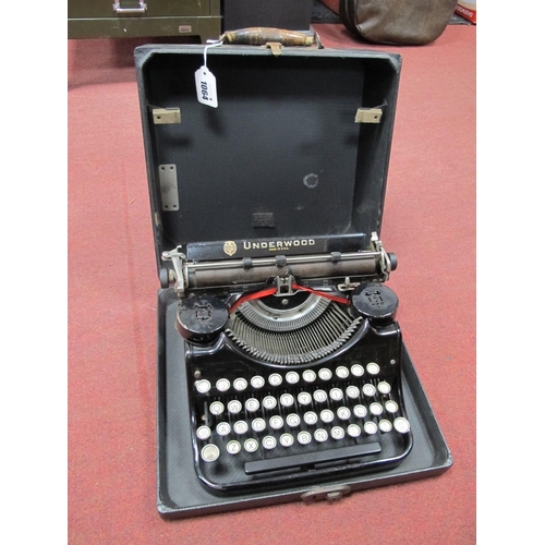 1064 - Underwood Typewriter, circa 1920's in black casing.