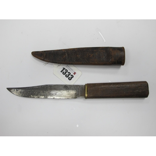 1333 - Sheath Knife, made in Sheffield, possibly an Indian trade bowie knife by James Burnand and Sons, 24c... 